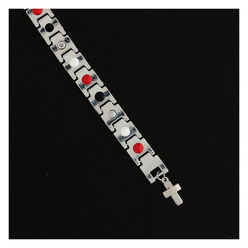 Health bracelet, red, white and black, metal 3