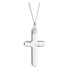 Metal necklace with glass cross-shaped pendant, empty with plug