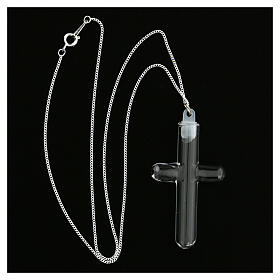 Croix verre vide avec bouchon collier métal