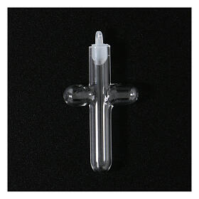 Empty glass cross with plug 5.5x3 cm