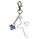 Key ring with light blue angel pendant and opening cross s1