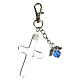 Key ring with light blue angel pendant and opening cross s2