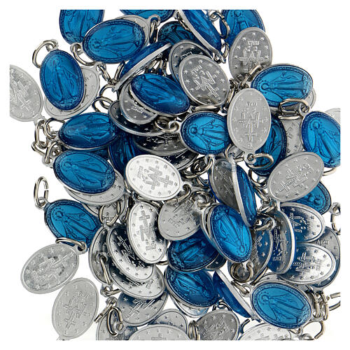 Médaille Miraculeuse émail bleu transparent 14x10 mm aluminium 3