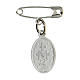 Silvery Miraculous Medal with clear blue enamel and safety pin s2