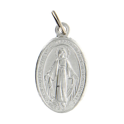 Virgin Mary Miraculous medal silver anodized aluminum 18x13 mm 1