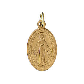 Miraculous Medal, anodiseded gold plated metal, 18x13 mm
