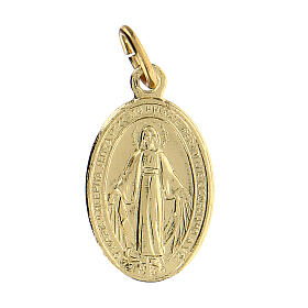 Virgin Mary Miraculous medal in gold anodized aluminum 18x13 mm