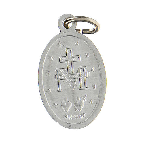 Silvery Miraculous Medal with blue enamel 18x13 mm 2