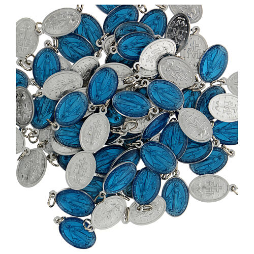 Medalha Milagrosa prateada esmalte azul 18x13 mm 3