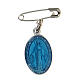 Miraculous Medal on safety pin, clear blue enamel, 18x13 mm s1