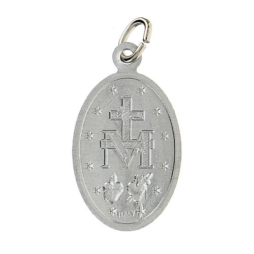 Silvery Miraculous Medal with clear blue enamel 22x15 mm 2
