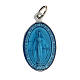 Silvery Miraculous Medal with clear blue enamel 22x15 mm s1