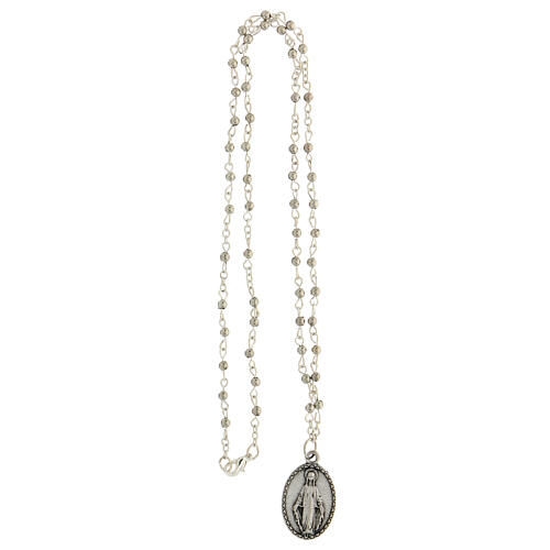 Necklace with metal beads and medal, Lourdes and Miraculous Medal, 2 cm 4
