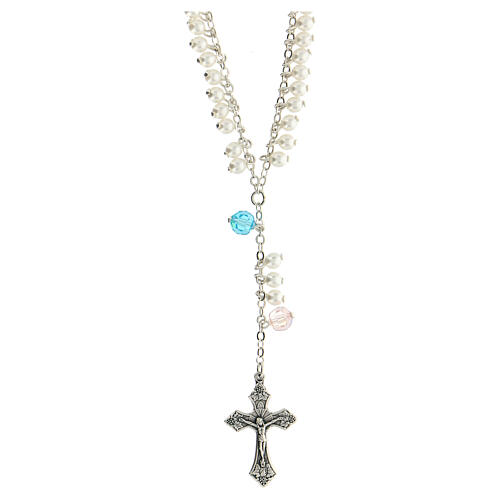 Rosary necklace with cross and crystal pater beads 1