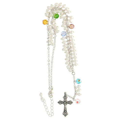 Rosary necklace with cross and crystal pater beads 4