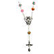 Rosary necklace with 7 mm multicolour beads and Virgin with Child's medal s1
