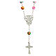 Rosary necklace with 7 mm multicolour beads and Virgin with Child's medal s2