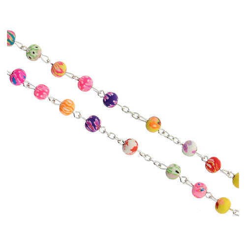 Collana pendente Madonna e Gesù grani multicolore 7 mm 3