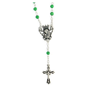 Green rosary beads 4 mm Miraculous cross necklace