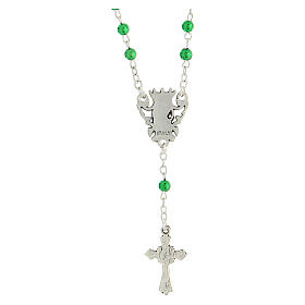Green rosary beads 4 mm Miraculous cross necklace