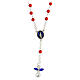 Halskette mit roten Perlen von 4 mm und Engelkreuz aus Kristall s1