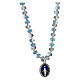 Elastic necklace with 6 mm blue crystal beads and Miraculous Medal s1