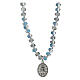 Elastic necklace with 6 mm blue crystal beads and Miraculous Medal s2