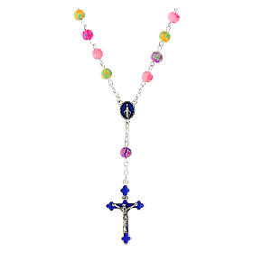 Rosary necklace with multicolour beads and Miraculous Medal