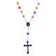 Rosary necklace with multicolour beads and Miraculous Medal s1