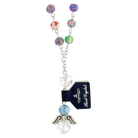 Halskette mit Kristall-Anhänger und mehrfarbigen Perlen von 7 mm