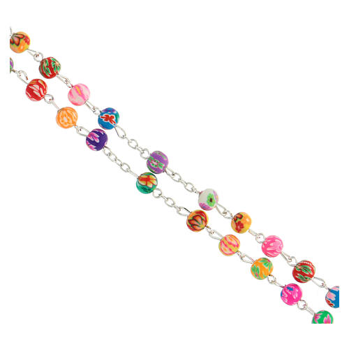 Rosary necklace with multicolour beads of 7 mm 3