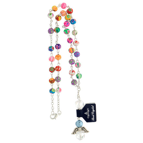 Rosary necklace with multicolour beads of 7 mm 4
