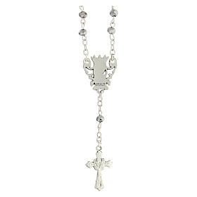 Rosary necklace with 4 mm grey crystal beads and Virgin with Child