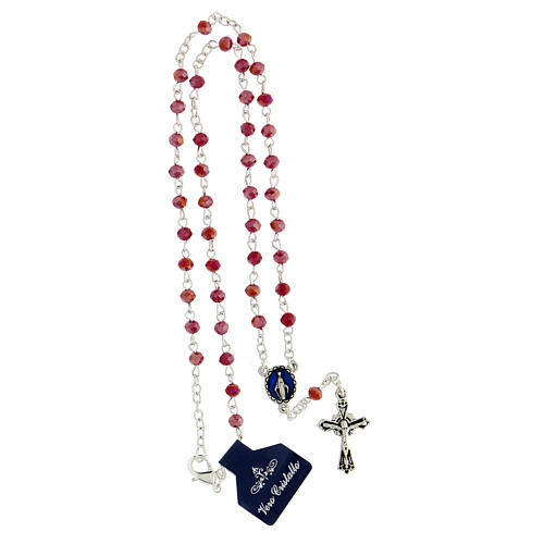 Rosary necklace with 3 mm red crystal beads and Miraculous Medal 3