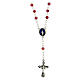 Rosary necklace with 3 mm red crystal beads and Miraculous Medal s1