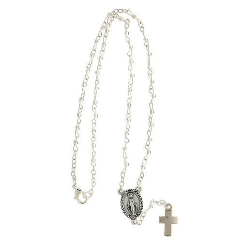 Rosary with 4 mm glass beads, Miraculous Medal and cross 3