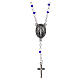 Halskette mit Kreuz, wundertätiger Madonna und blauen Perlen von 4 mm s1