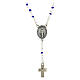 Collier croix et Vierge Miraculeuse grains bleus 4 mm s1