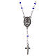 Collier croix et Vierge Miraculeuse grains bleus 4 mm s2