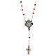 Rosary necklace with 4 mm red glass beads, Miraculous Medal and cross s1