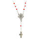Rosary necklace with 4 mm red glass beads, Miraculous Medal and cross s2