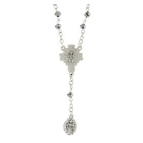 Halskette mit Perlen von 4 mm aus echtem metallisiertem Kristall mit wundertätiger Madonna