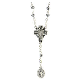Rosary necklace with 4 mm metallic real crystal beads and Miraculous Medal
