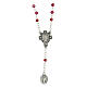 Rosenkranz-Halskette mit 4 Zehnern von 4 mm großen Perlen aus rotem Kristall und wundertätiger Madonna s1
