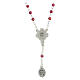 Rosenkranz-Halskette mit 4 Zehnern von 4 mm großen Perlen aus rotem Kristall und wundertätiger Madonna s2