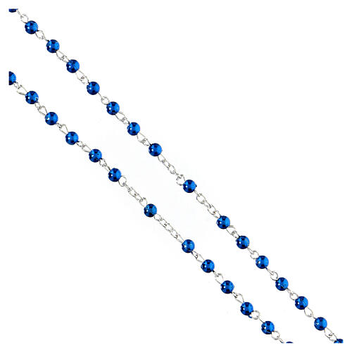 Halskette, 4 mm blaue Perlen, Jakobsmuschel, 2,5 cm Santiago Kreuz 3