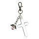Keyring with pink angel pendant and opening cross s1