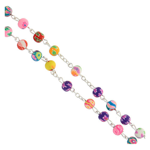 Rosary necklace with 7 mm multicolour beads and crystal angel 3