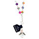 Rosary necklace with 7 mm multicolour beads and crystal angel s1