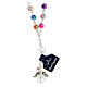 Rosary necklace with 7 mm multicolour beads and crystal angel s2